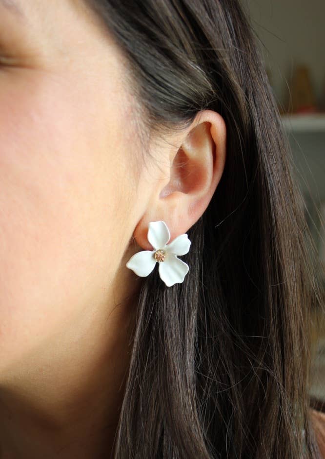 Flower Stud Earrings: Green