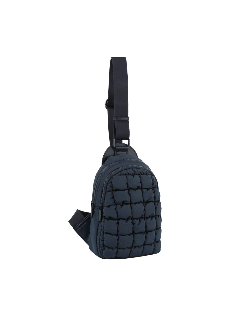 Metro Muse Puffy Quilted Nylon Sling Crossbody Bag: Black