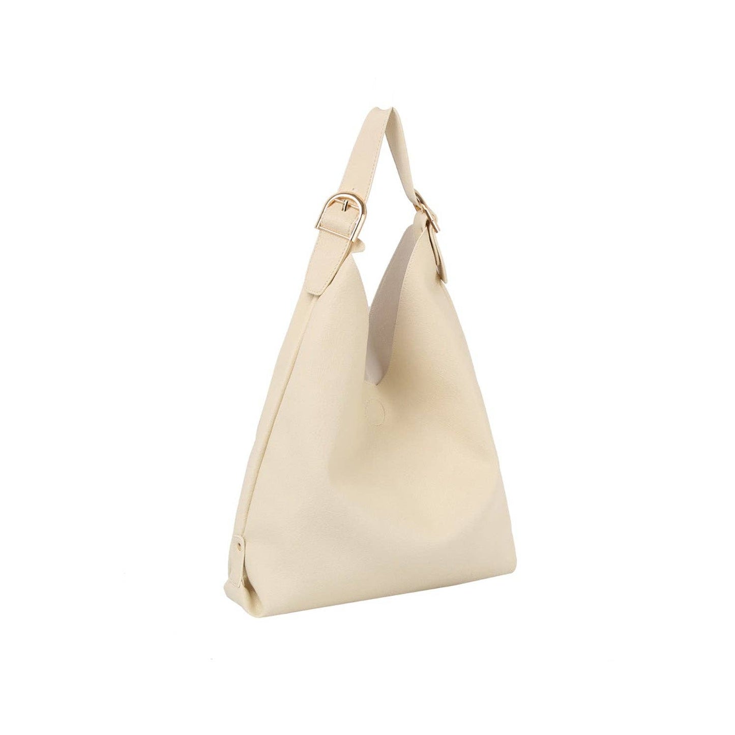 Calin Slouchy buckled handle hobo shoulder bag: Cream