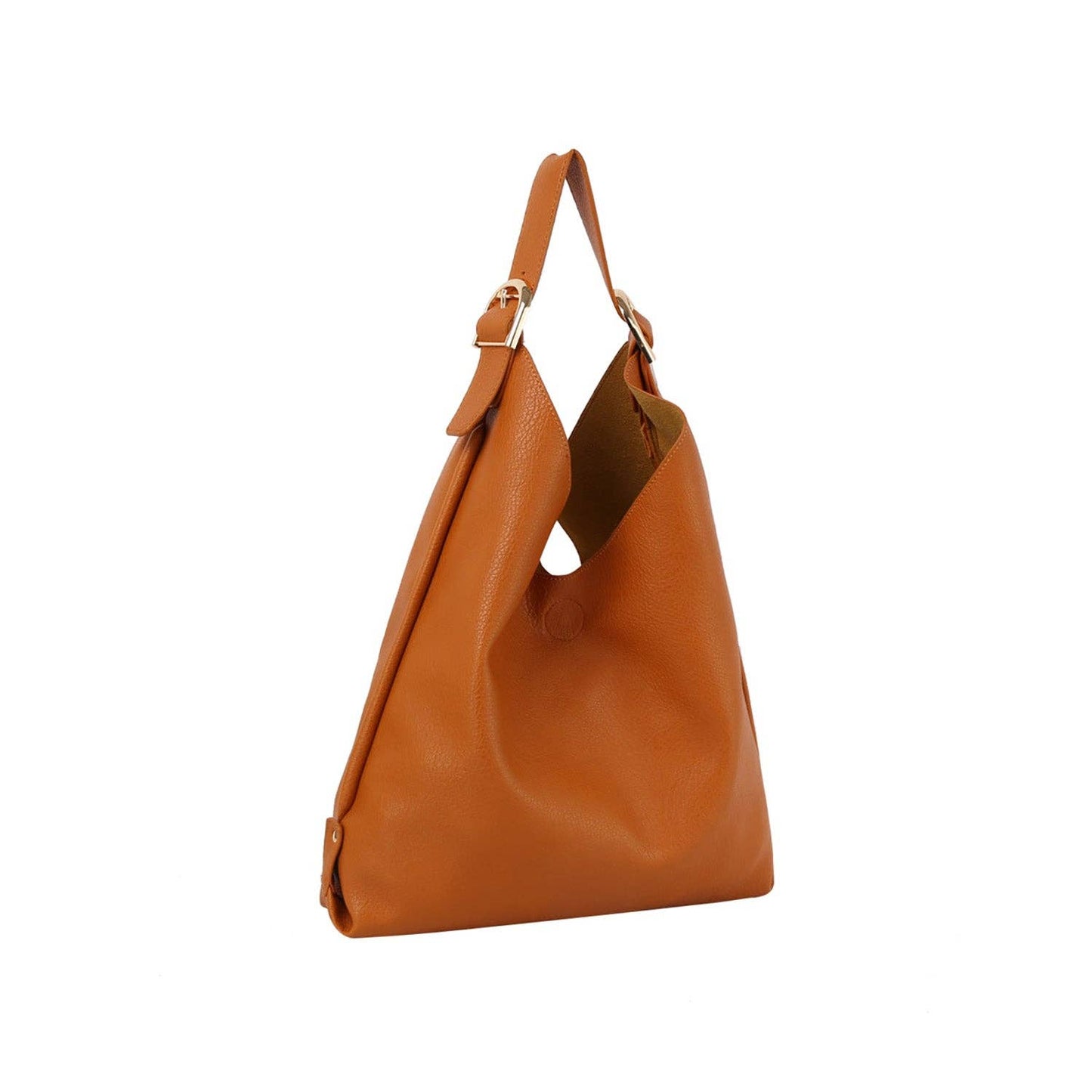 Calin Slouchy buckled handle hobo shoulder bag: Light Brown