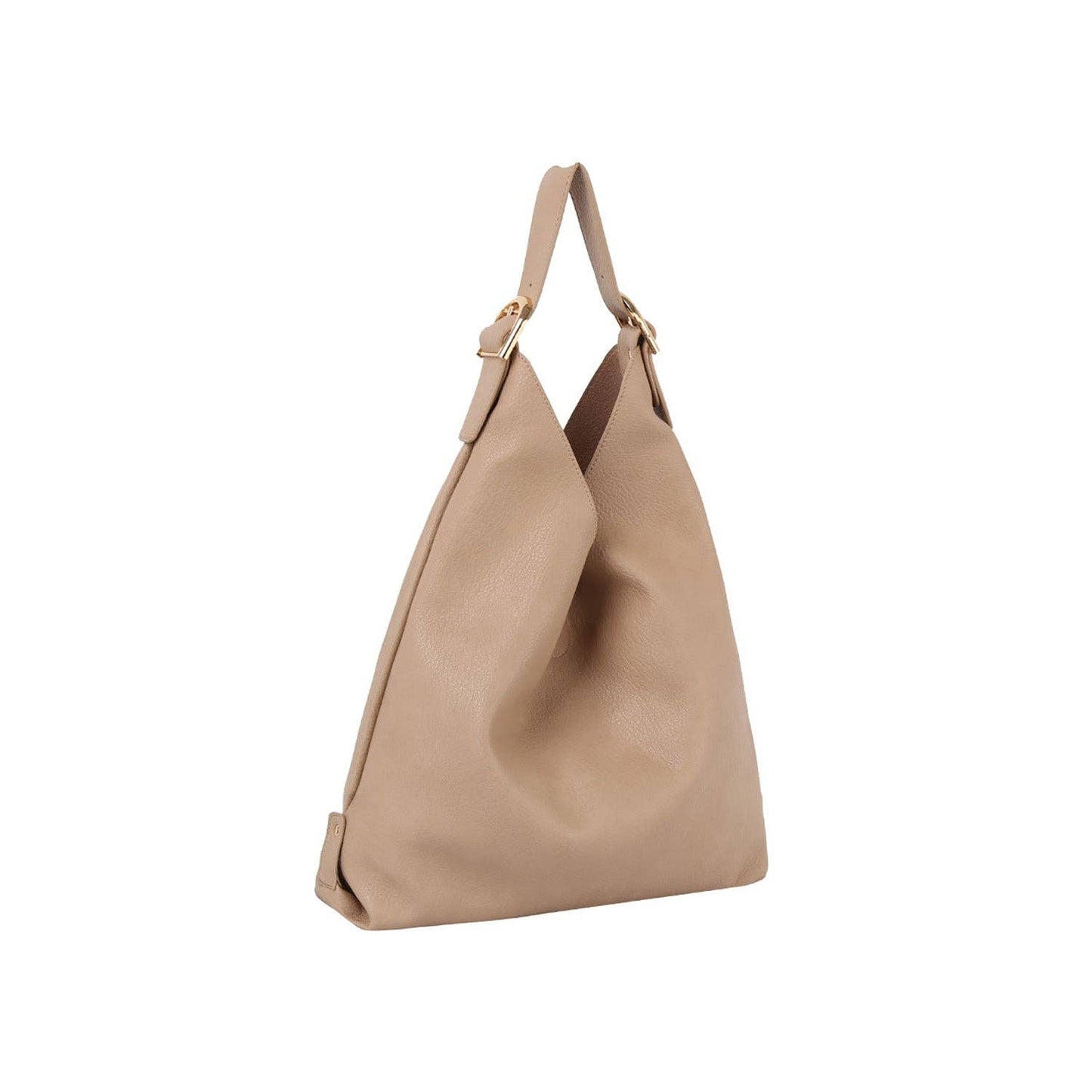 Calin Slouchy buckled handle hobo shoulder bag: Light Brown