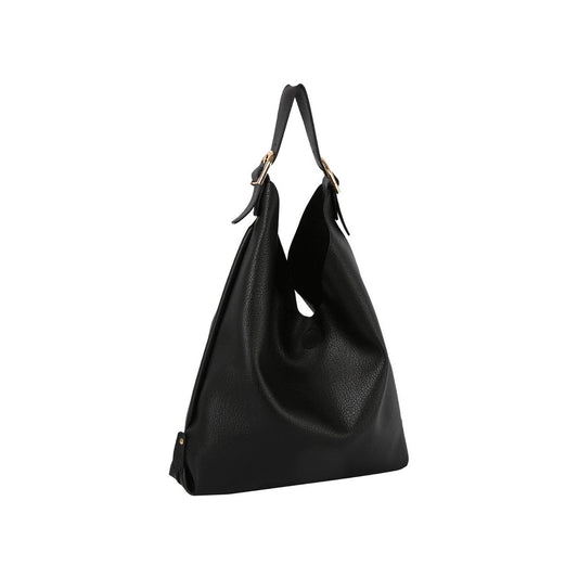 Calin Slouchy buckled handle hobo shoulder bag: Black