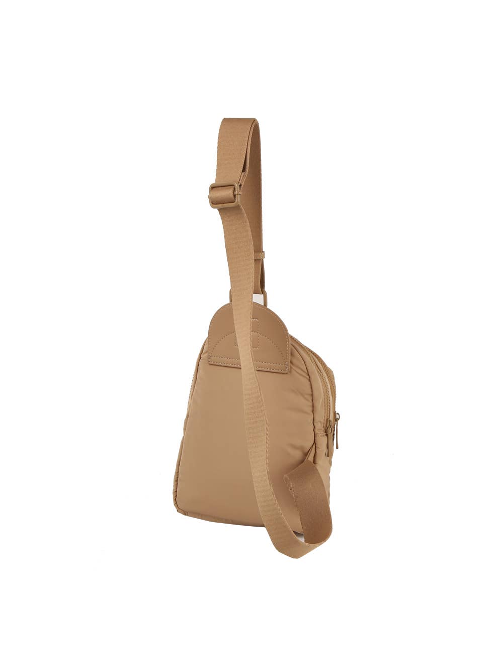 Metro Muse Puffy Quilted Nylon Sling Crossbody Bag: Tan