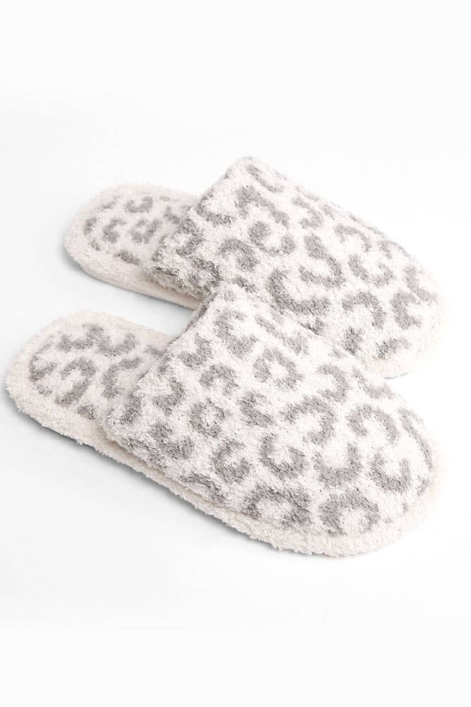 Leopard Print Fuzzy Microfiber Slipper