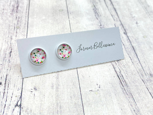 Easter Earrings | Pink Bunny Earrings | Rabbit Earrings | Easter Cabochon Stud Earrings | Bunny Earrings | Girl Earring| Spring Earrings